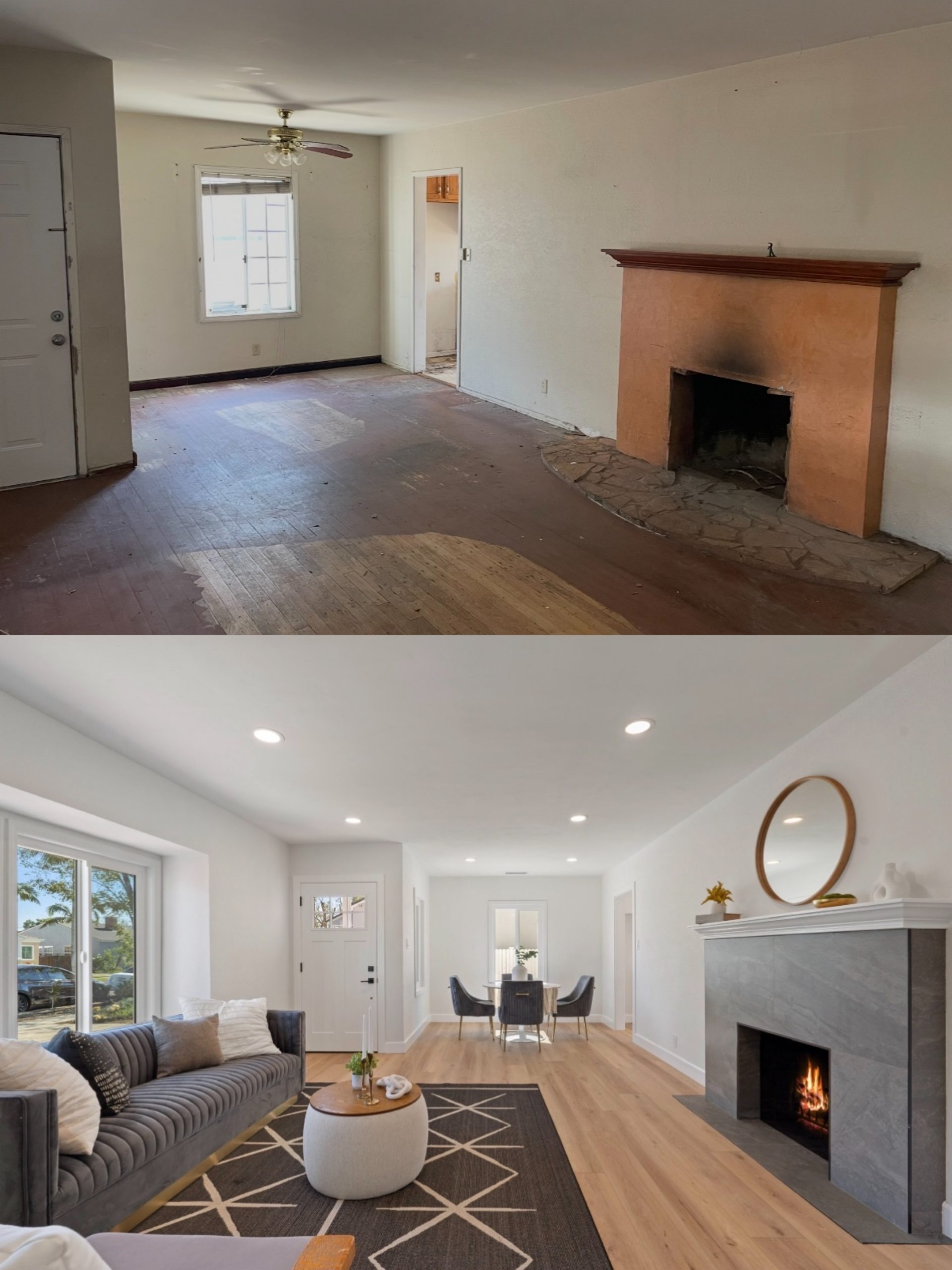 Complete home remodel before and after of an as-is California property purchased by cash home buyers